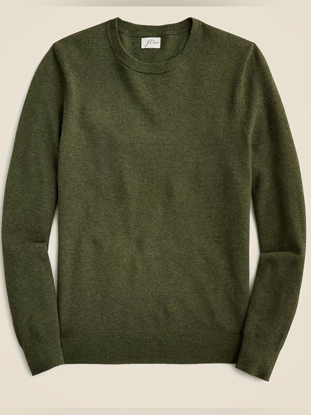 J Crew Cotton piqué-stitch crewneck sweater Size Small